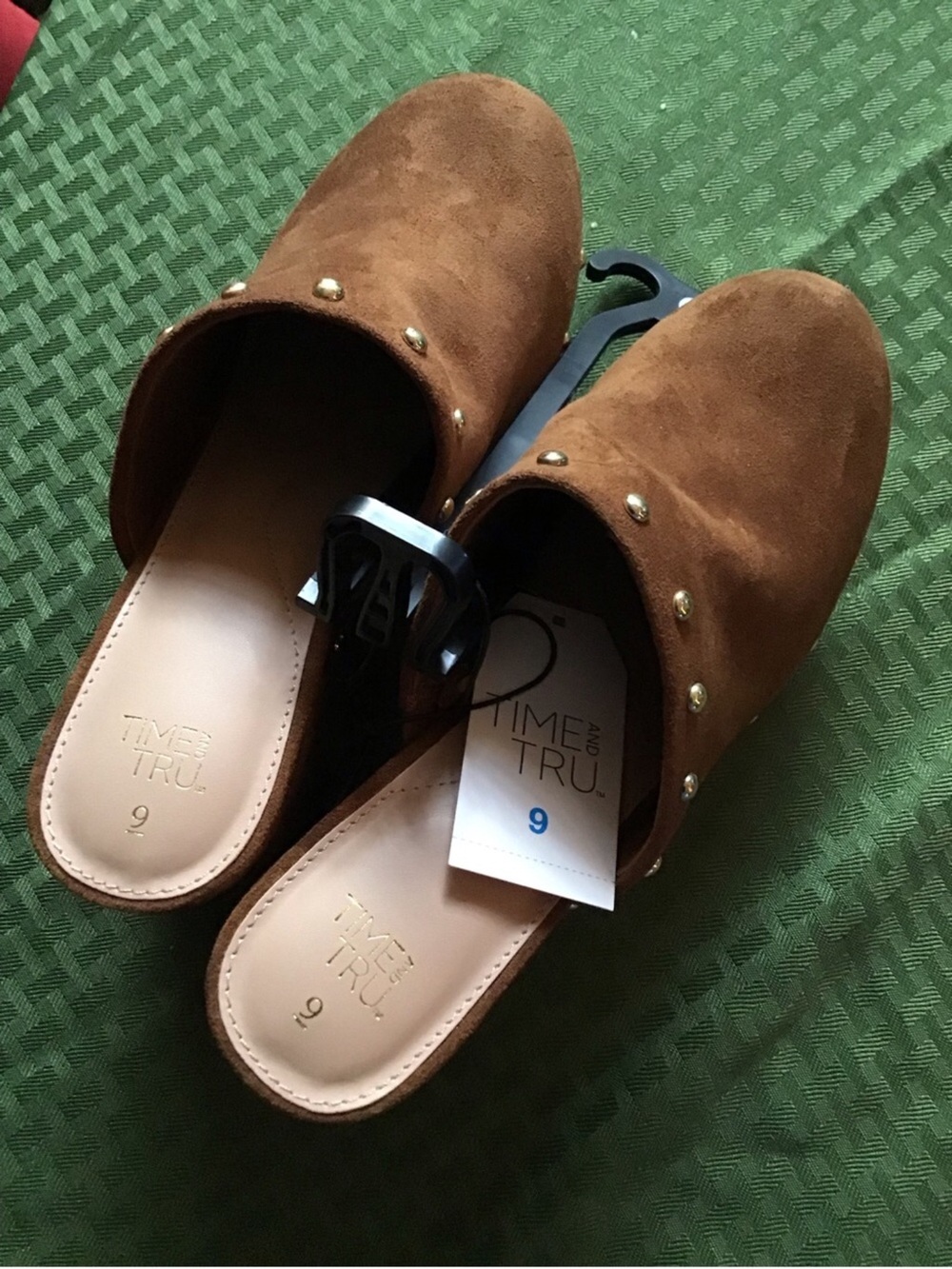 Women’s Brown Studded Suede Mule Slides - Picture 5 of 11